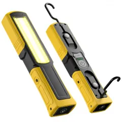☆Mới☆ Đèn làm việc LED Đèn làm việc có thể sạc lại bằng nam châm Đèn COB 6000mAh Điều chỉnh góc 180° có móc Bảo trì ô tô Đèn nắp ca-pô có thể được lắp bằng nam châm ở phía dưới và hai bên và một móc có thể thu vào. 5 loại chế độ chiếu sáng, sạc USB Type-C, mức pin 45b8e591