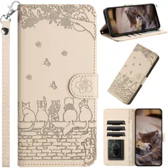 Kitzomi Easy SmartPhone me F-01L / F-42A Case Loại máy tính xách tay Tương thích với tôi F-01L Họa tiết mèo Case me F-42A Luxury PU Leather Wallet Loại Ví điện thoại thông minh Cat Under the Cherry Blossoms me F-42A Laptop Case Lưu trữ nhiều thẻ Sakura