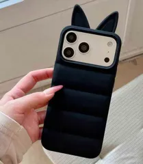 Ốp lưng iPhone 17 Tai mèo Silicone Tai lõm đầy đặn Đệm nữ tính Phong cách Hàn Quốc Ulzzang Vỏ điện thoại thông minh dễ thương 3D Phụ nữ Phụ nữ Cô gái Thiếu niên Tuổi 20 Dễ thương Mèo đơn giản Tai mèo Hình dạng mèo sành điệu (Đen, iPhone