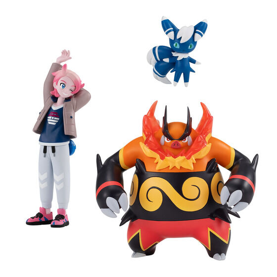 ポケモンスケールワールド ミアレシティ ガイ＆エンブオー＆ニャオニクス（オスのすがた）| プレミアムバンダイ