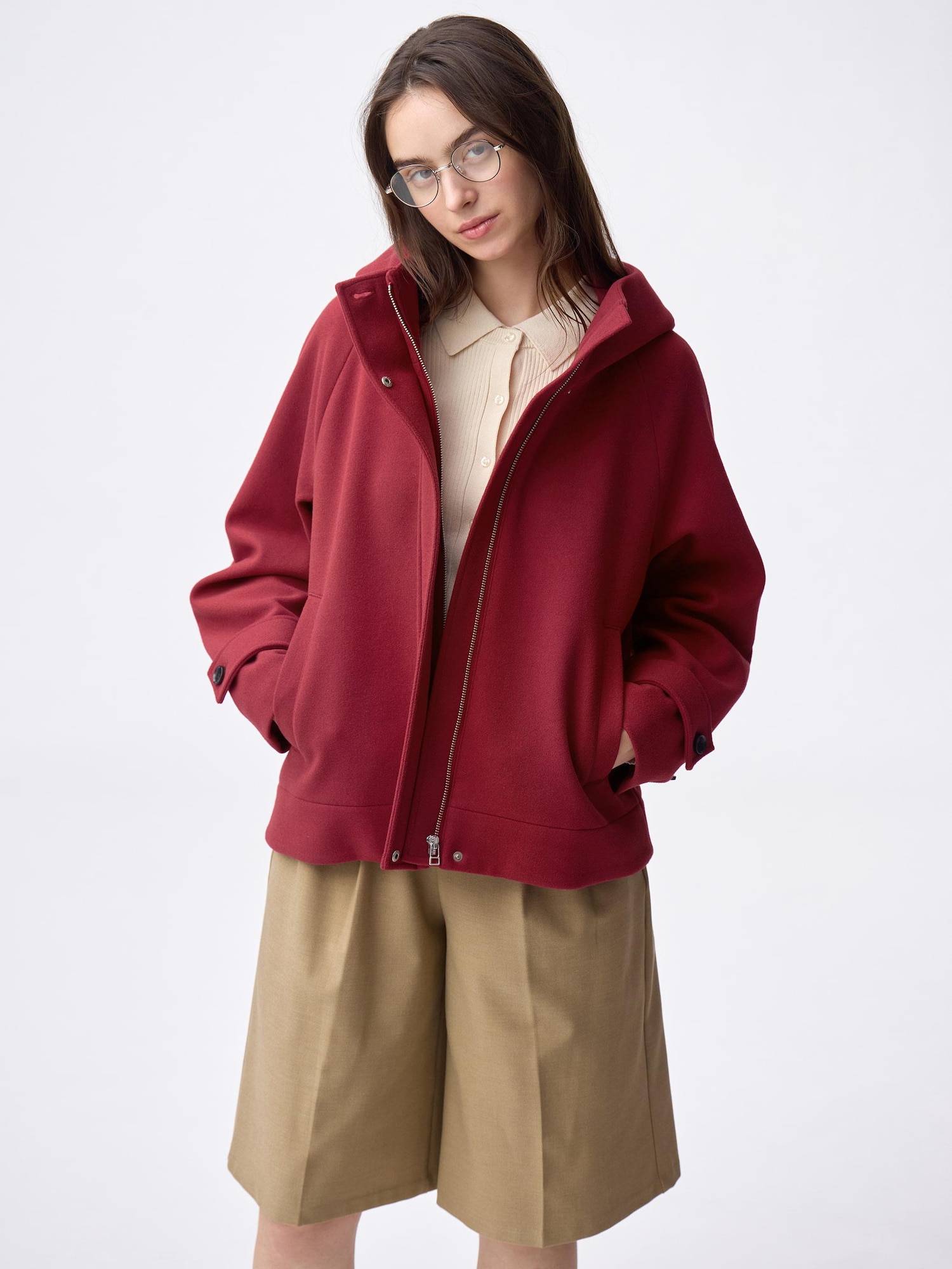 Áo khoác hoodie ngắn ấm cúng Melton (Sản phẩm mùa đông 2025)
