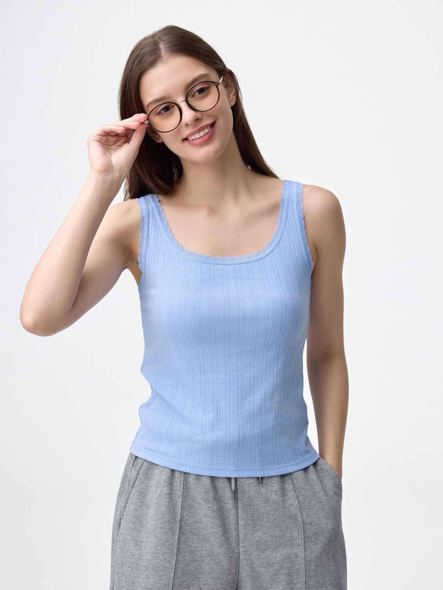Áo ba lỗ phối ren cotton (khô)