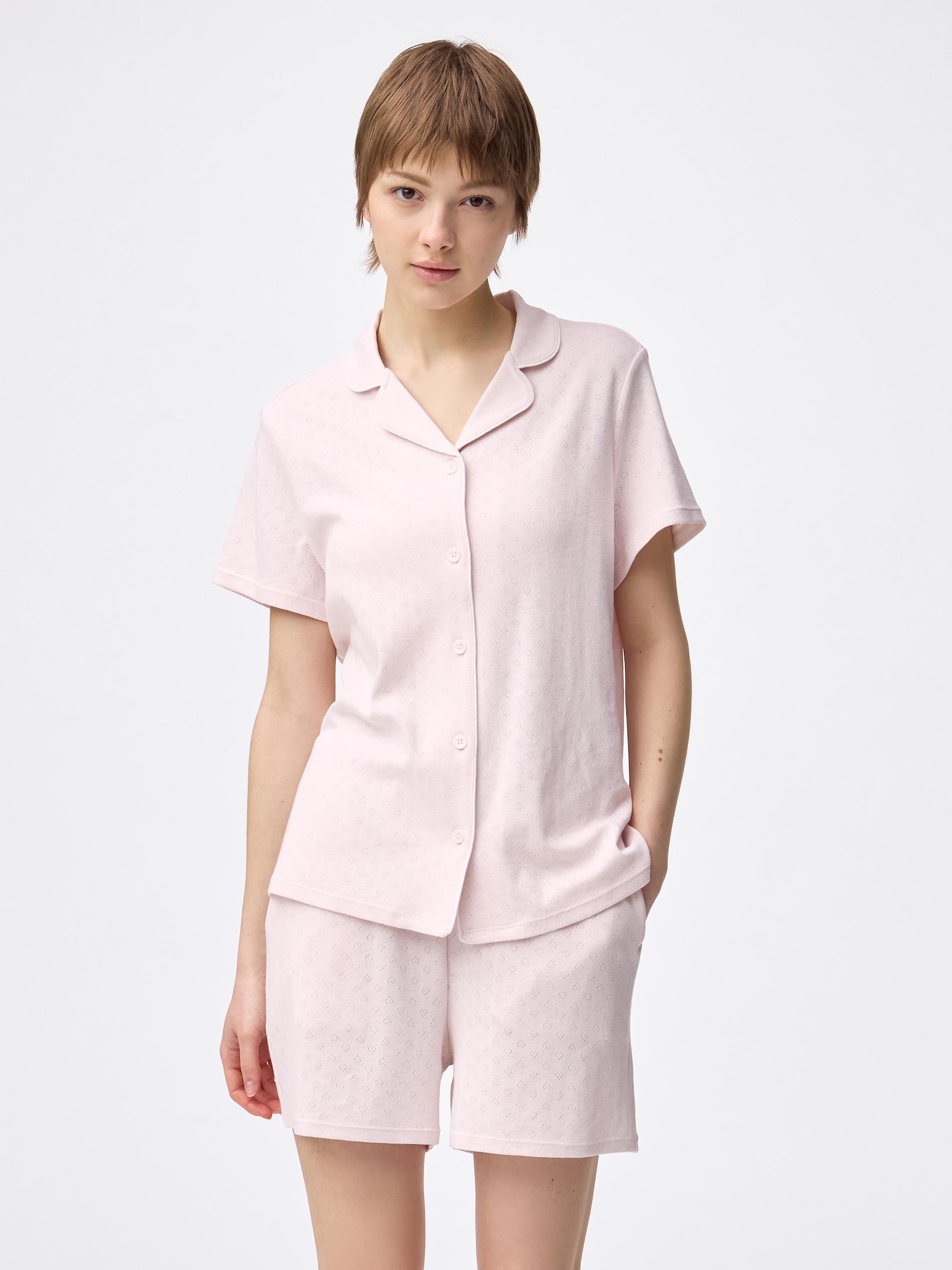 Bộ đồ ngủ cotton pha (tay ngắn & quần đùi) (trái tim)