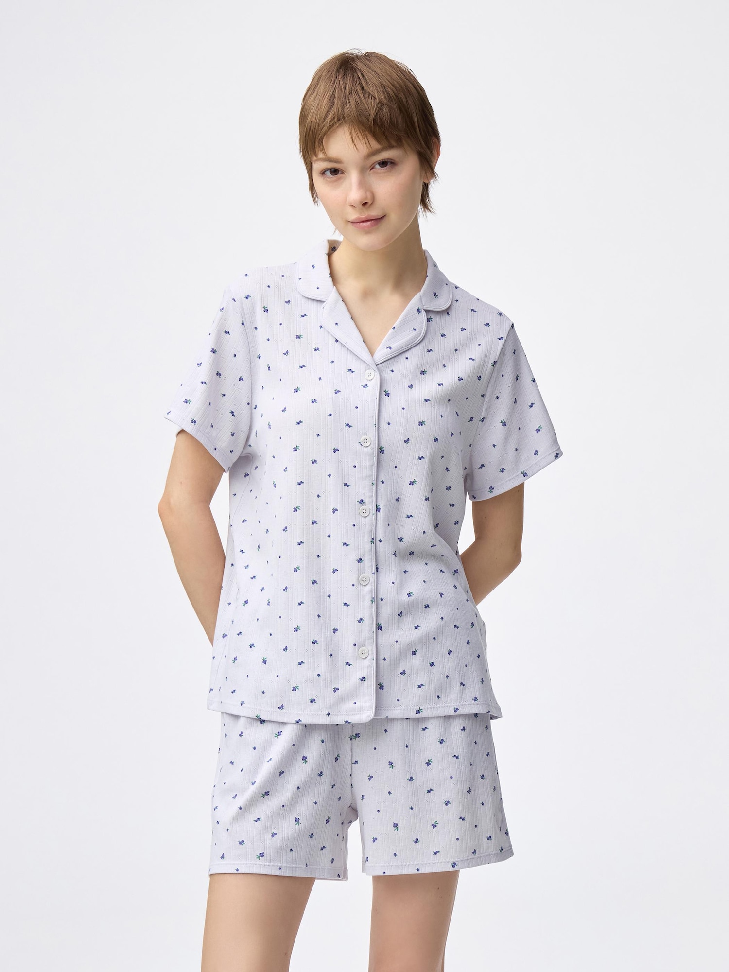 Bộ đồ ngủ cotton pha (tay ngắn & quần short) (trái cây)
