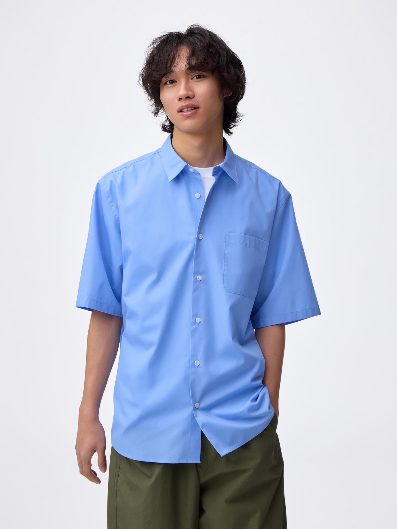 Áo sơ mi rộng dễ chăm sóc (nửa tay)