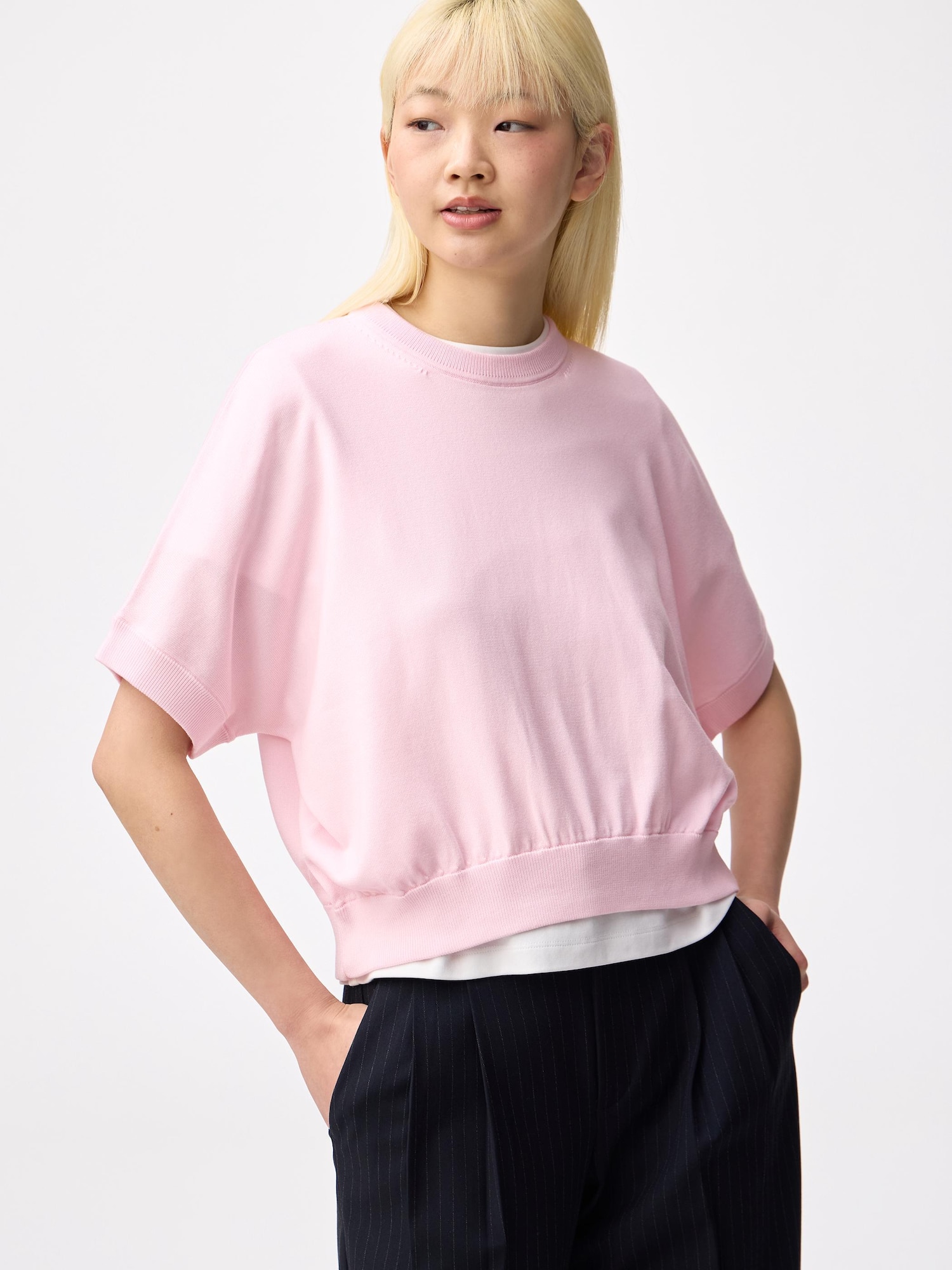Tay áo Dolman dệt kim T (tay áo ngắn) có thể giặt được