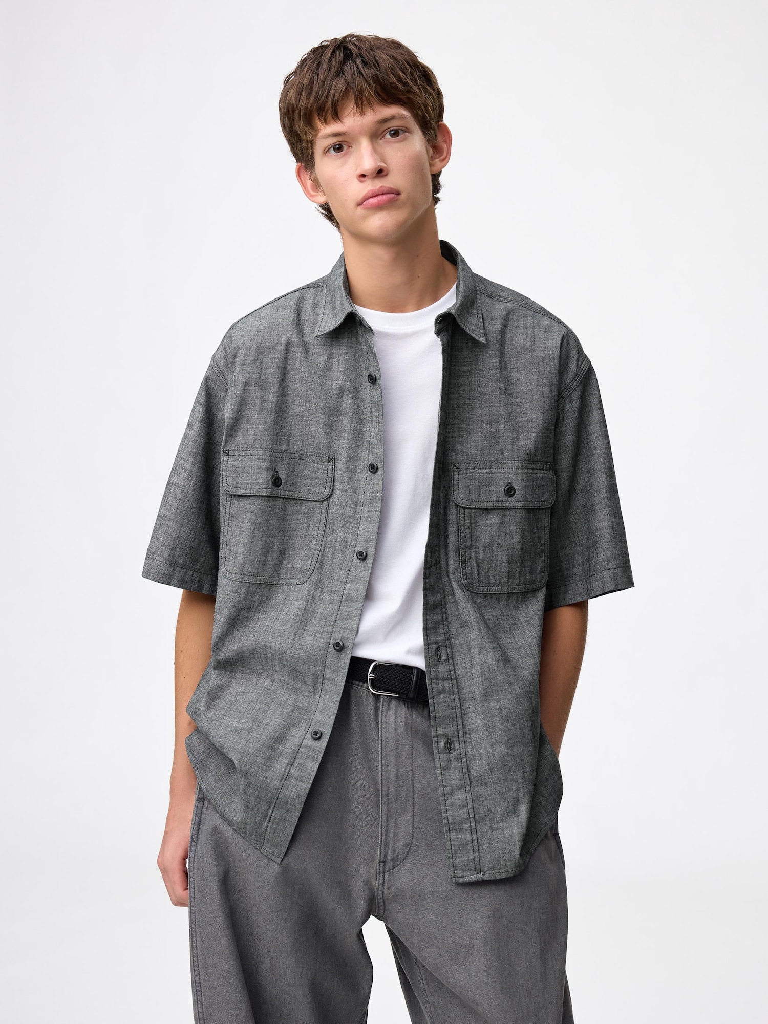 Sơ mi công sở denim oversized (tay áo dài)