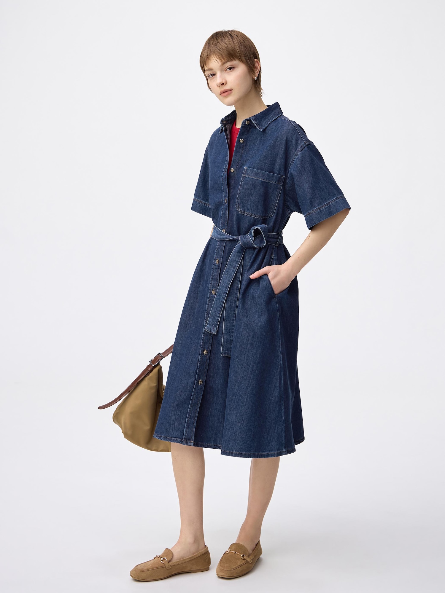 Váy sơ mi denim nhẹ (tay áo dài)
