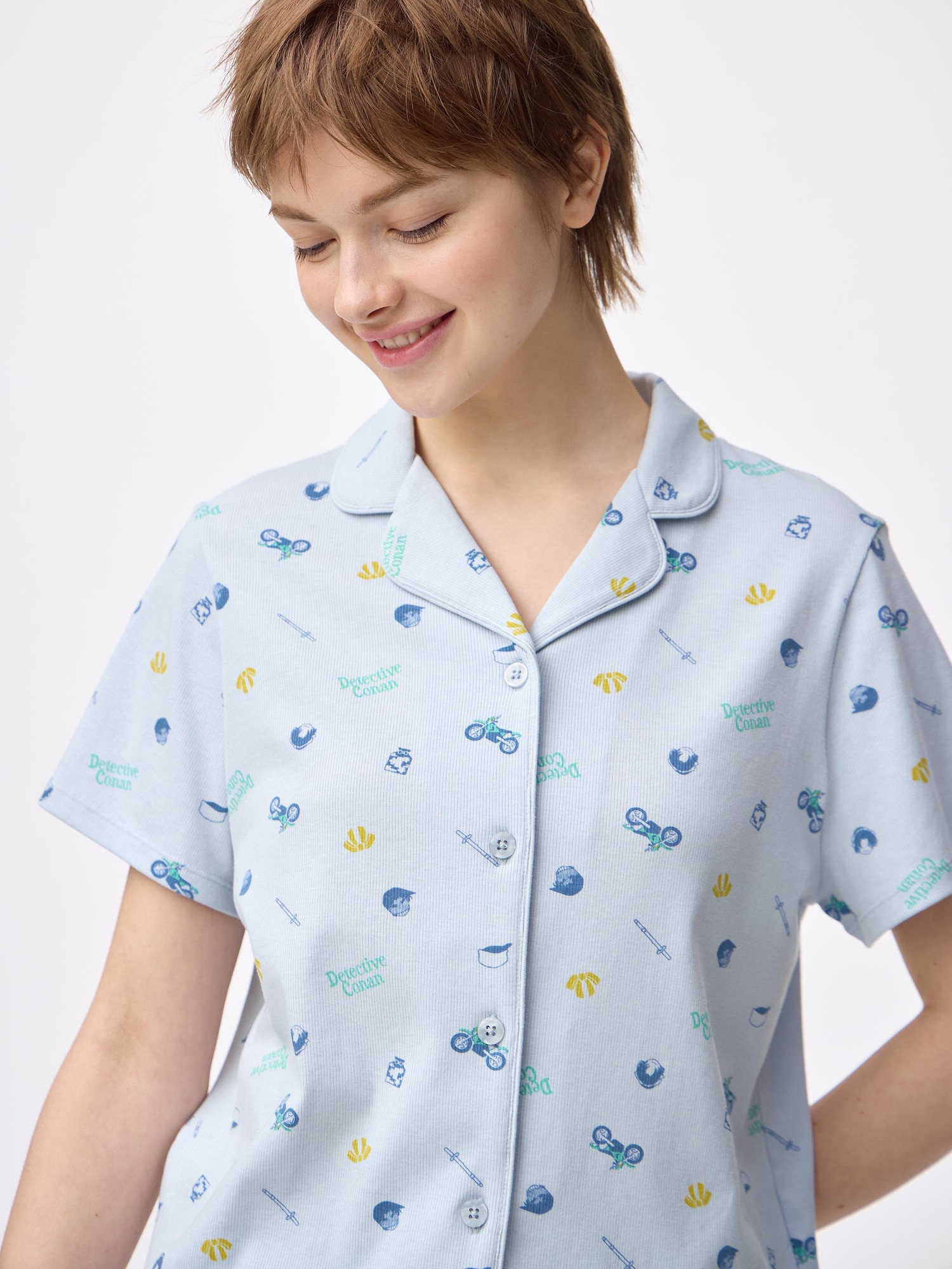 Bộ đồ ngủ cotton pha (tay ngắn & quần short) Thám tử lừng danh Conan