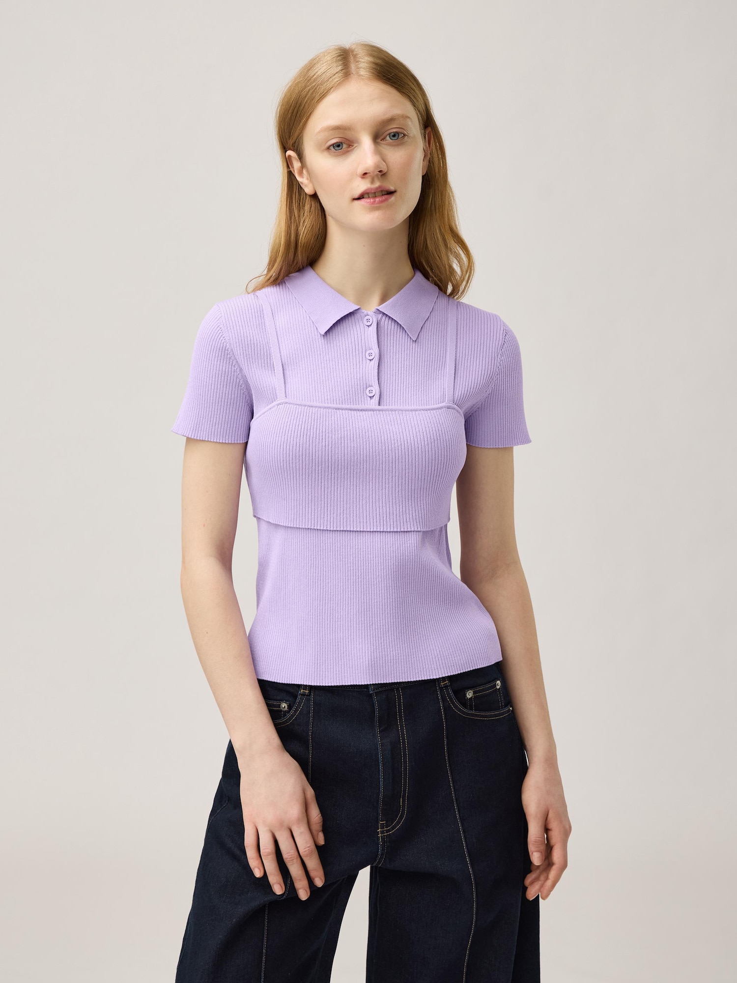 Áo thun polo dệt kim 2 mảnh (tay ngắn) của rokh