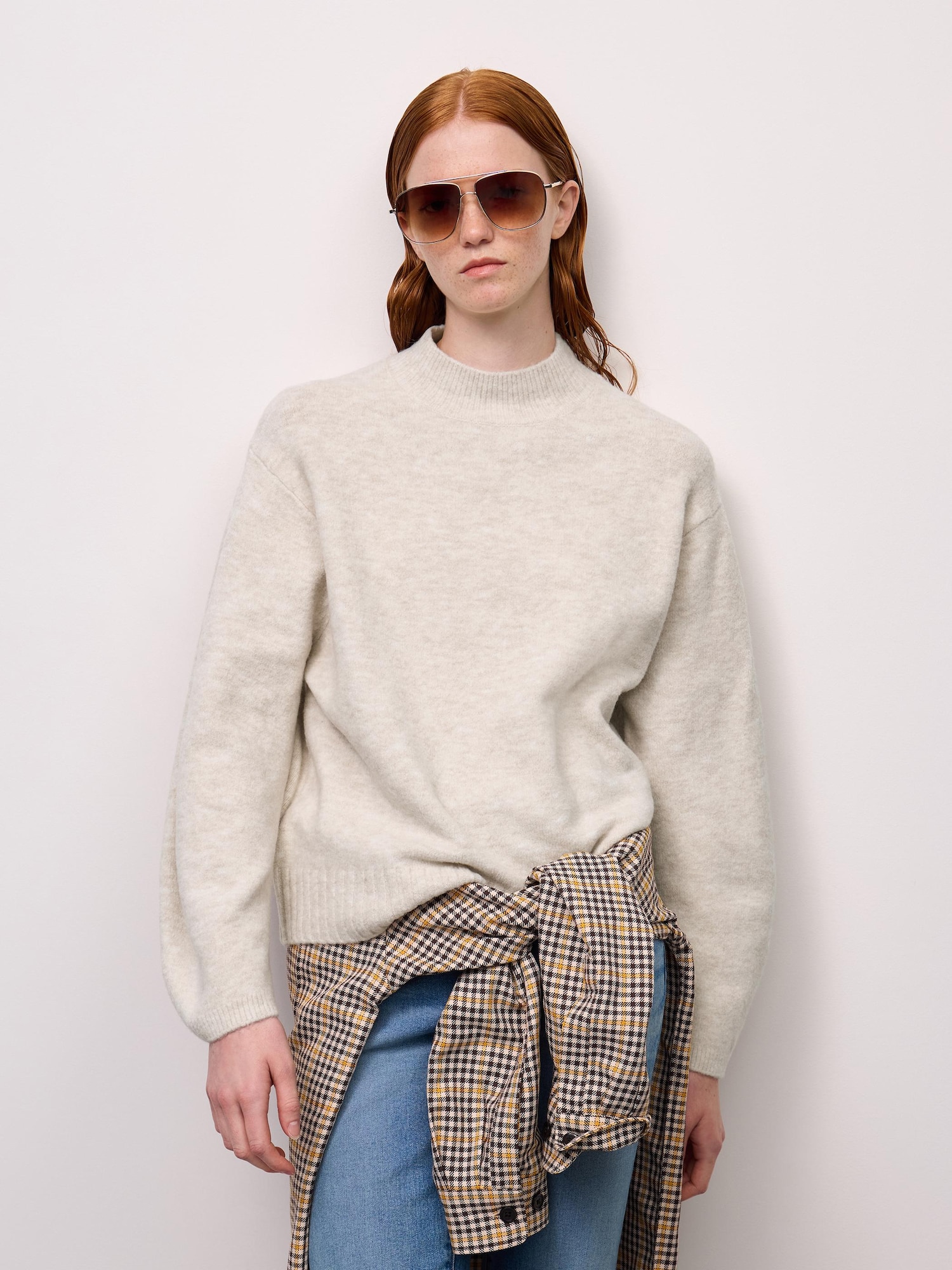 Áo len cổ cao cỡ lớn Puffy Touch Knit CL