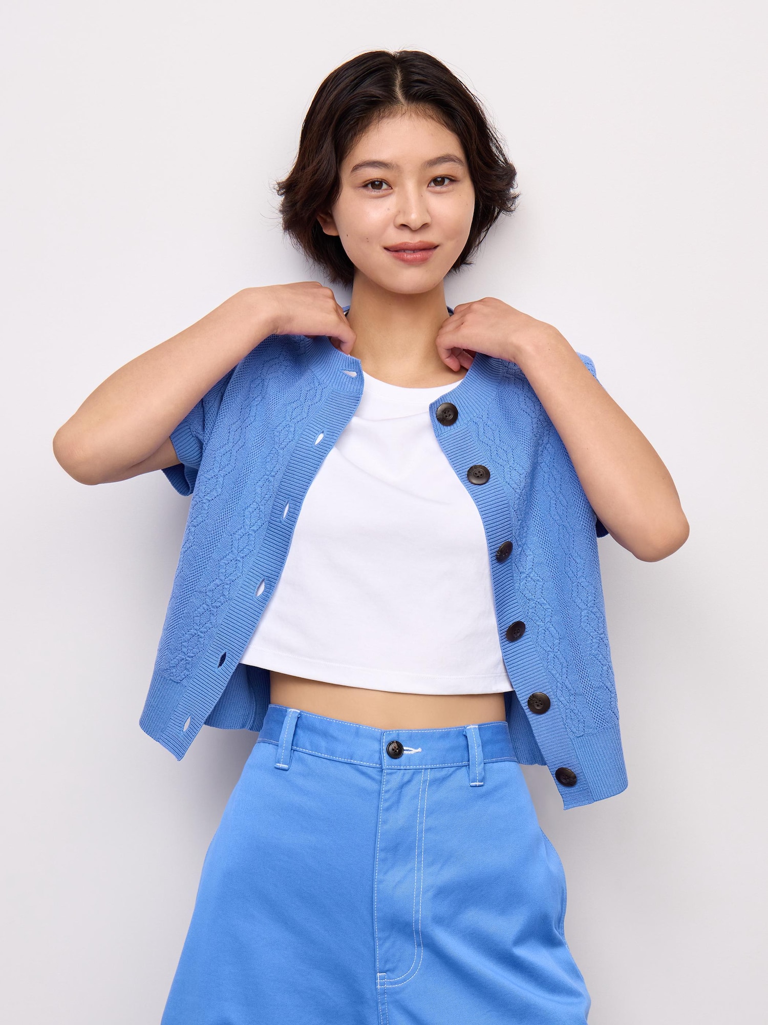 Áo cardigan cổ tròn (tay ngắn) ST