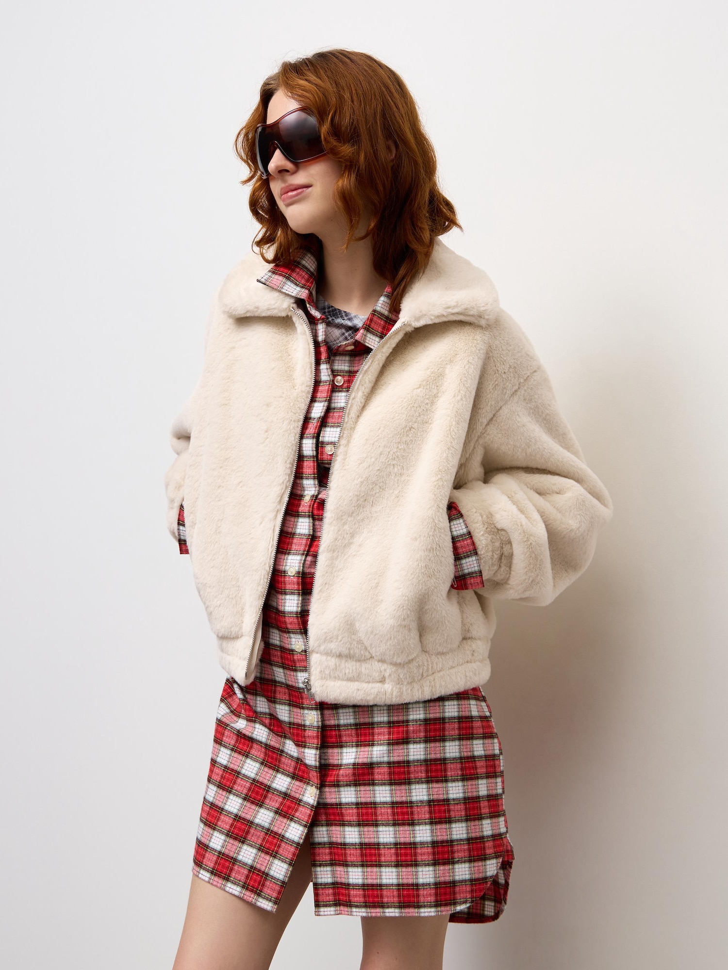 Áo blouson PF có khóa kéo mềm mại (cỡ lớn)