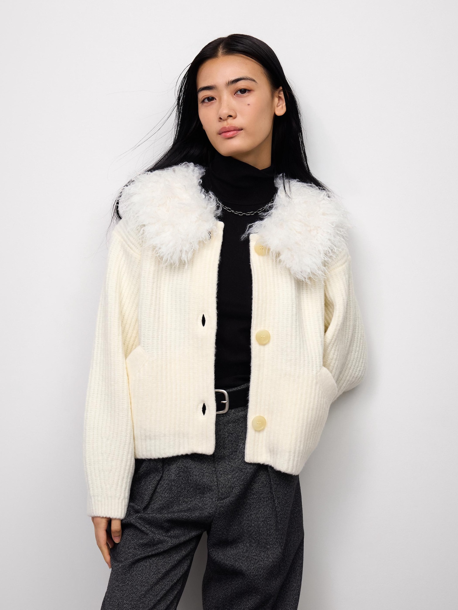 Áo cardigan màu lông mịn MN