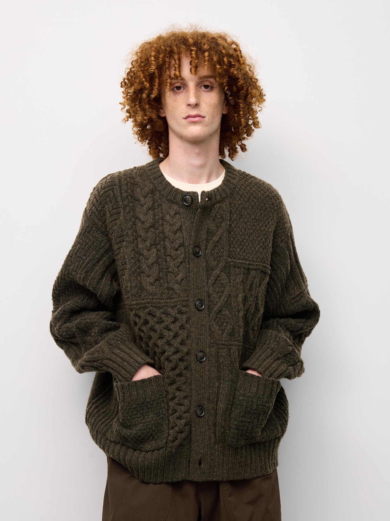 áo len cardigan cổ tròn cáp THIẾT KẾ MAY