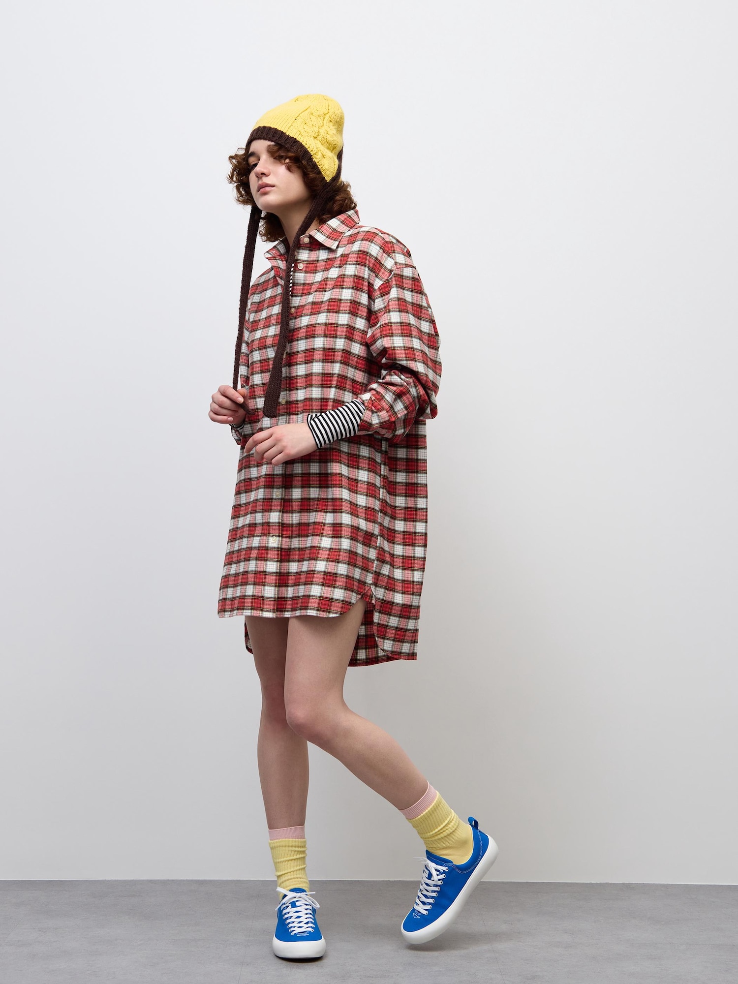 Váy sơ mi mini flannel kiểm tra PF