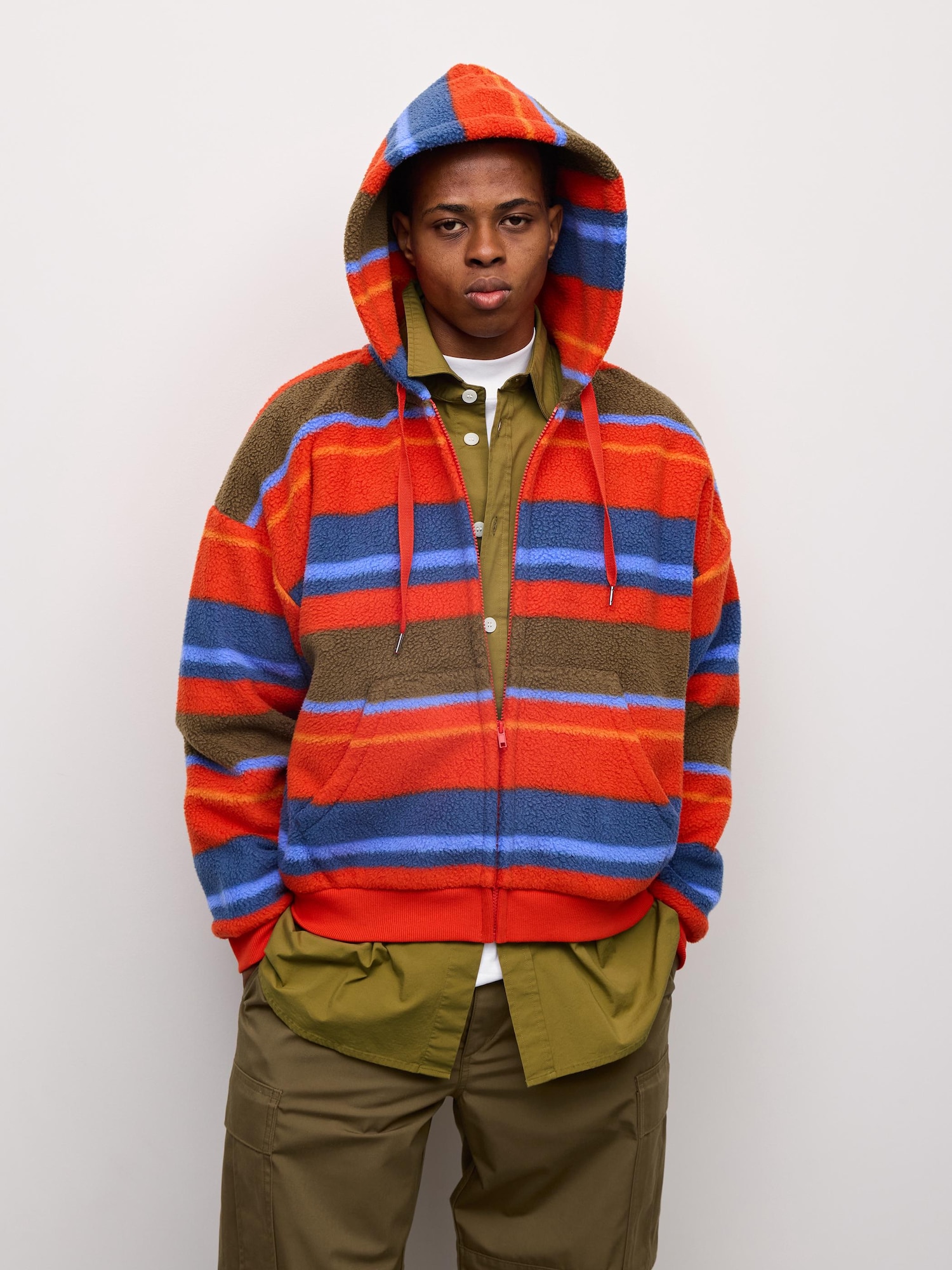 Áo parka có khóa kéo kiểu kén lông cừu (viền) UL (oversize vừa vặn)