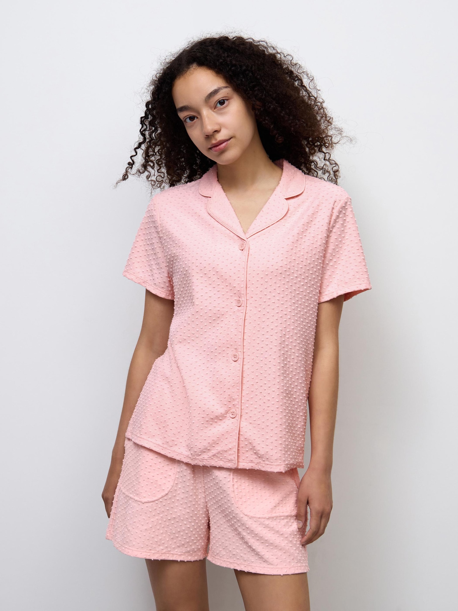 Bộ đồ ngủ cotton pha (tay ngắn & quần short) (chấm)