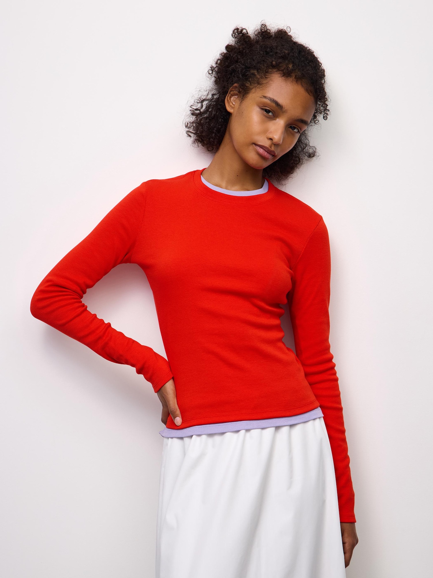 Rib slim fit T (tay áo dài)